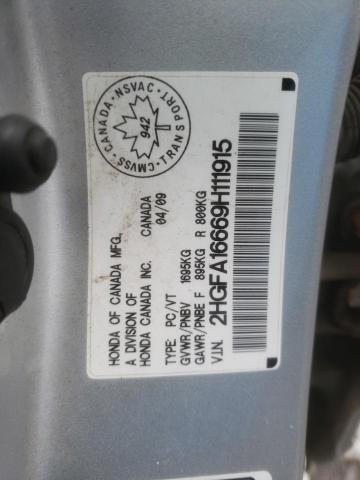 2HGFA16669H111915 - 2009 HONDA CIVIC LX-S 银色 照片 13