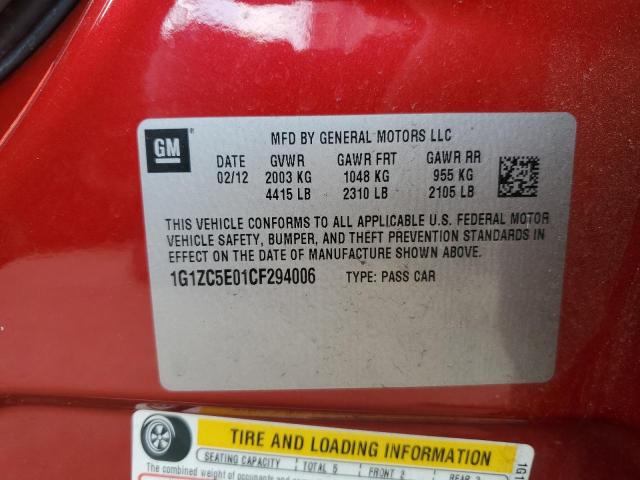 1G1ZC5E01CF294006 - 2012 CHEVROLET MALIBU 1LT RED photo 13