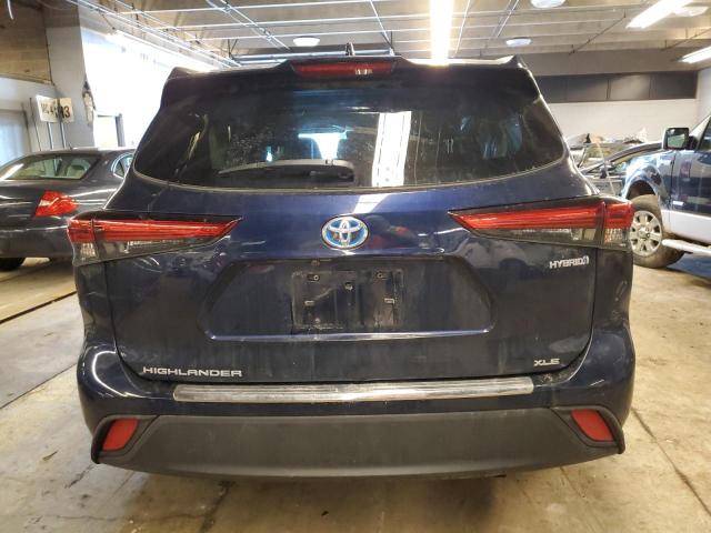 5TDGBRCHXMS535841 - 2021 TOYOTA HIGHLANDER HYBRID XLE BLUE photo 6