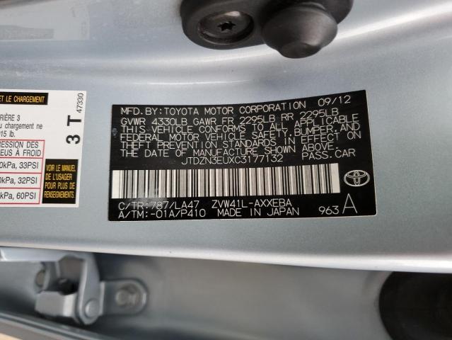 JTDZN3EUXC3177132 - 2012 TOYOTA PRIUS V SILVER photo 12