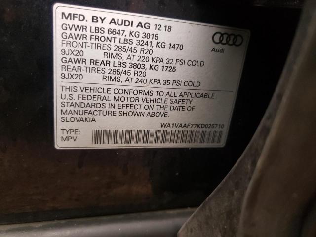 WA1VAAF77KD025710 - 2019 AUDI Q7 PRESTIGE BLACK photo 13