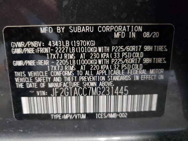 JF2GTACC7MG231445 - 2021 SUBARU CROSSTREK PREMIUM 石墨色 照片 13