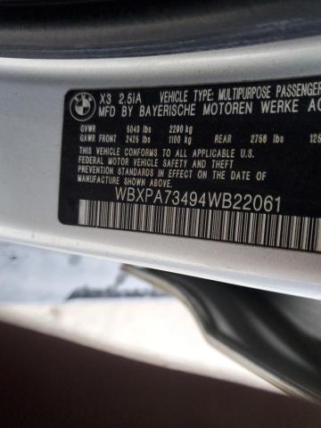 WBXPA73494WB22061 - 2004 BMW X3 2.5I SILVER photo 12