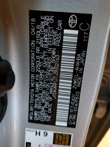 JTDKARFU7J3552163 - 2018 TOYOTA PRIUS SILVER photo 12
