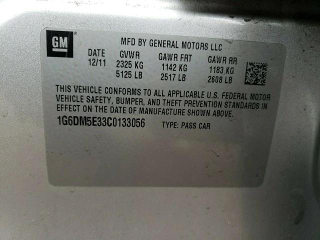 1G6DM5E33C0133056 - 2012 CADILLAC CTS PERFORMANCE COLLECTION Gümüş fotoğraf 12