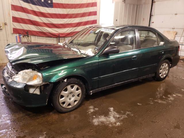 2HGEJ6616YH557817 - 2000 HONDA CIVIC BASE GREEN photo 1