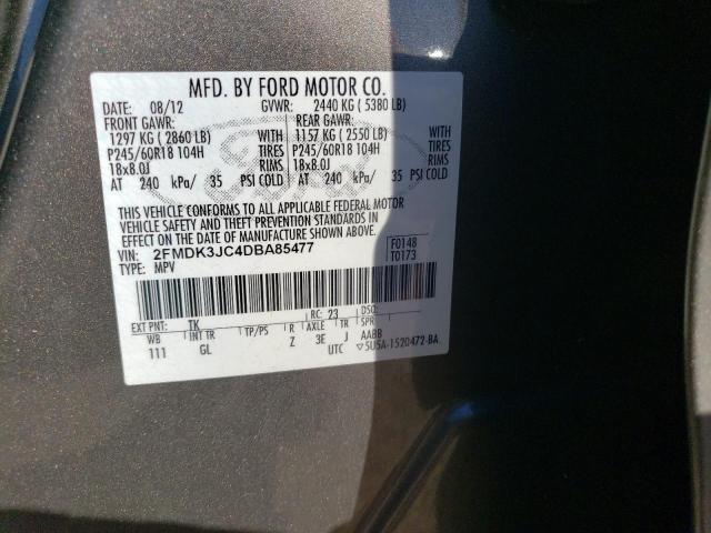 2FMDK3JC4DBA85477 - 2013 FORD EDGE SEL GRAY photo 13