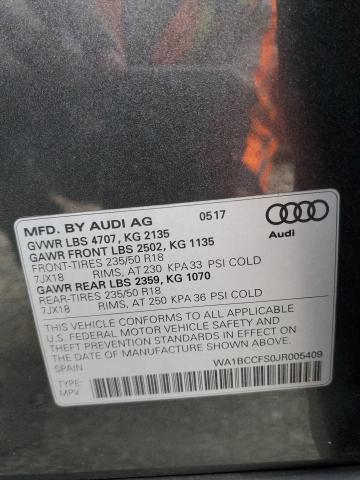 WA1BCCFS0JR005409 - 2018 AUDI Q3 PREMIUM CHARCOAL photo 13