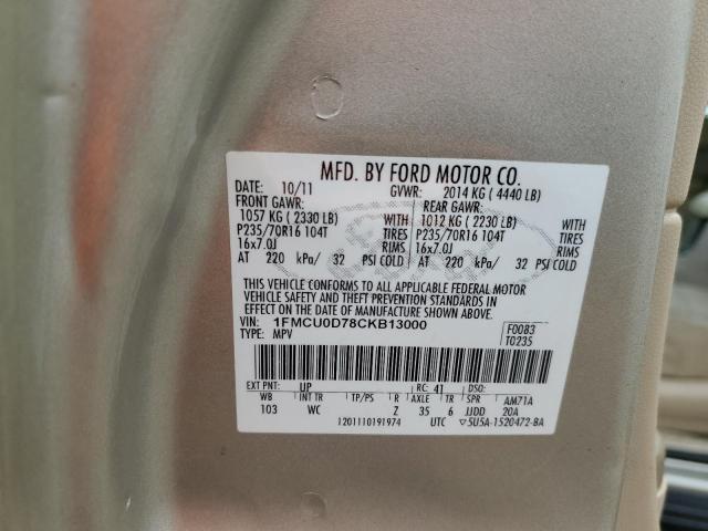 1FMCU0D78CKB13000 - 2012 FORD ESCAPE XLT GOLD photo 13