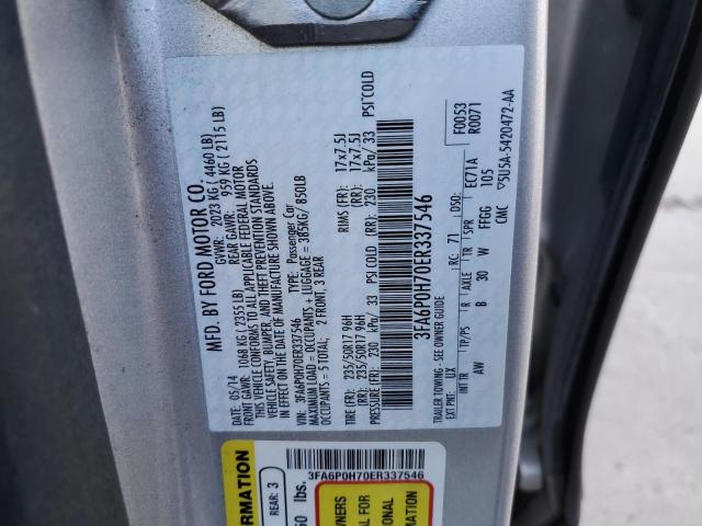 3FA6P0H70ER337546 - 2014 FORD FUSION SE SILVER photo 13