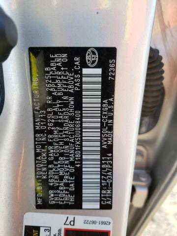 4T1BD1FK5DU068400 - 2013 TOYOTA CAMRY HYBRID SILVER photo 12