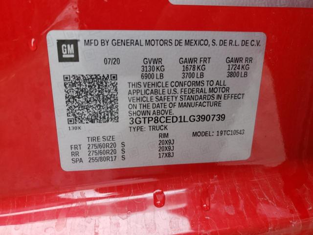 3GTP8CED1LG390739 - 2020 GMC SIERRA C1500 ELEVATION RED photo 12