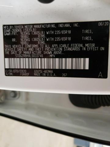 5TDGZRBHXLS033746 - 2020 TOYOTA HIGHLANDER XLE WHITE photo 14