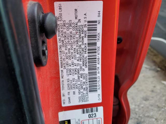 5TEJU62N87Z439302 - 2007 TOYOTA TACOMA DOUBLE CAB PRERUNNER RED photo 12