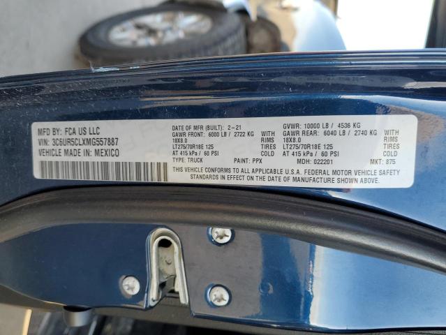 3C6UR5CLXMG557887 - 2021 RAM 2500 TRADESMAN Niebieski zdjęcie 12