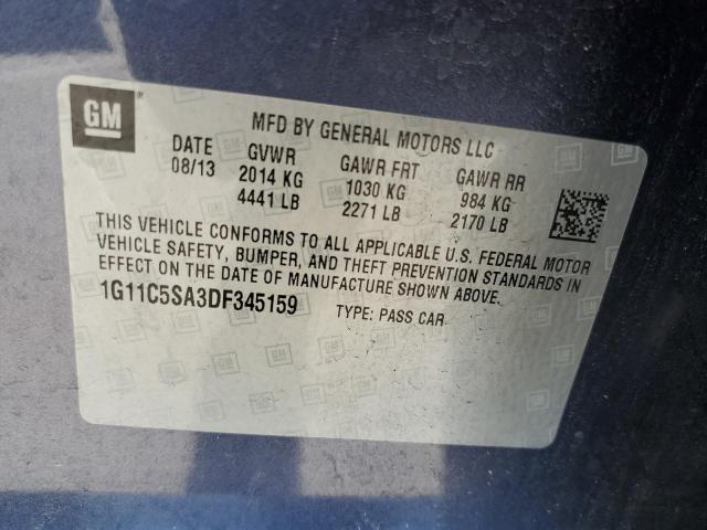 1G11C5SA3DF345159 - 2013 CHEVROLET MALIBU 1LT BLUE photo 12