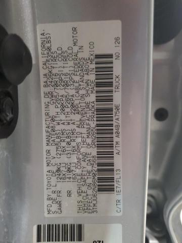 3TMJU62N86M027568 - 2006 TOYOTA TACOMA DOUBLE CAB PRERUNNER SILVER photo 12