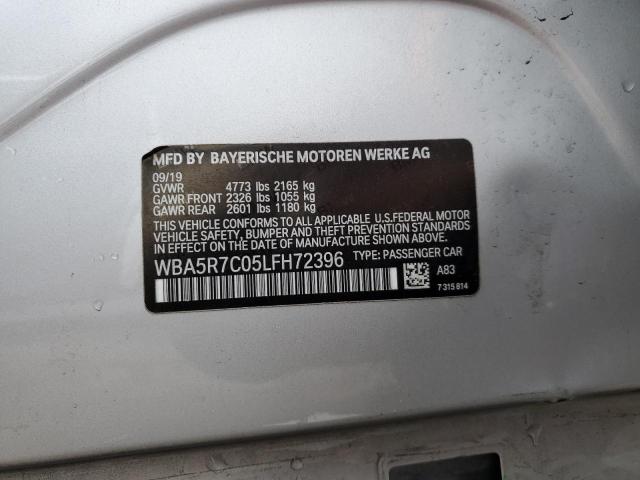 WBA5R7C05LFH72396 - 2020 BMW 330XI ვერცხლისფერი ფოტო 12