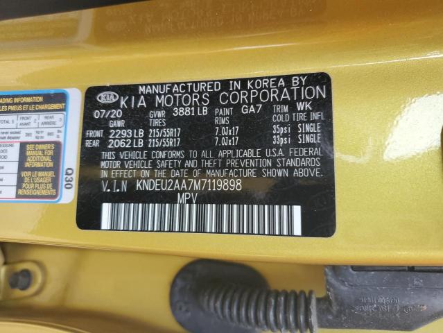 KNDEU2AA7M7119898 - 2021 KIA SELTOS S YELLOW photo 14