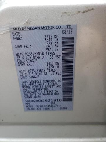 5N1AR2MM2EC621910 - 2014 NISSAN PATHFINDER S 银色 照片 14