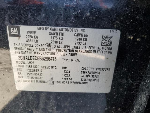 2CNALDEC6B6296475 - 2011 CHEVROLET EQUINOX LT BLACK photo 13