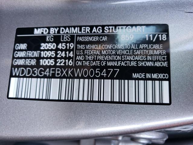 WDD3G4FBXKW005477 - 2019 MERCEDES-BENZ A 220 4MATIC SILVER photo 12