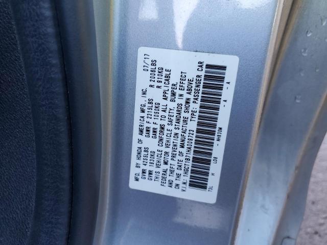 1HGCT1B71HA009723 - 2017 HONDA ACCORD EX SILVER photo 12