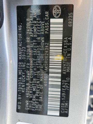 4T1G31AK5RU624342 - 2024 TOYOTA CAMRY SE NIGHT SHADE SILVER photo 12