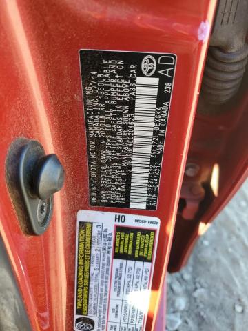 2T1BURHE4EC204623 - 2014 TOYOTA COROLLA L RED photo 13