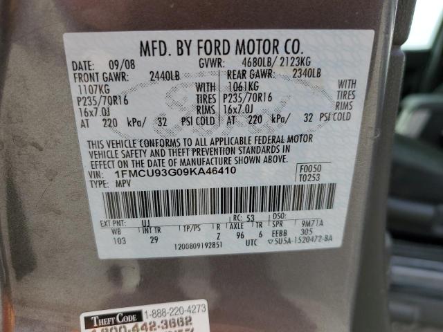 1FMCU93G09KA46410 - 2009 FORD ESCAPE XLT GRAY photo 14