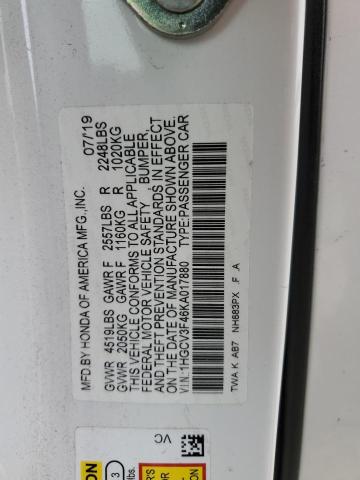 1HGCV3F46KA017880 - 2019 HONDA ACCORD HYBRID EX WHITE photo 13