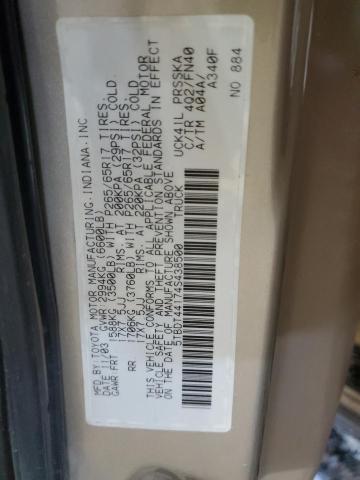 5TBDT44174S438500 - 2004 TOYOTA TUNDRA DOUBLE CAB SR5 TAN photo 12