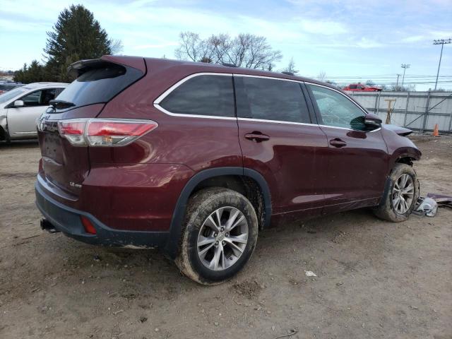 5TDBKRFH1FS145199 - 2015 TOYOTA HIGHLANDER LE RED photo 3