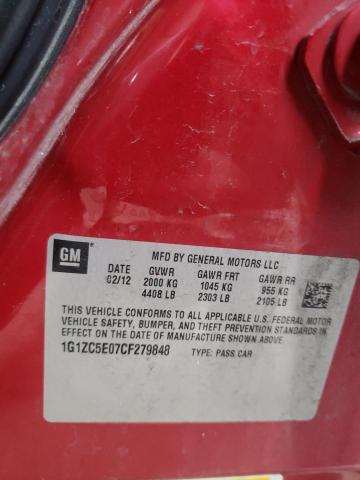 1G1ZC5E07CF279848 - 2012 CHEVROLET MALIBU 1LT 红色 照片 12