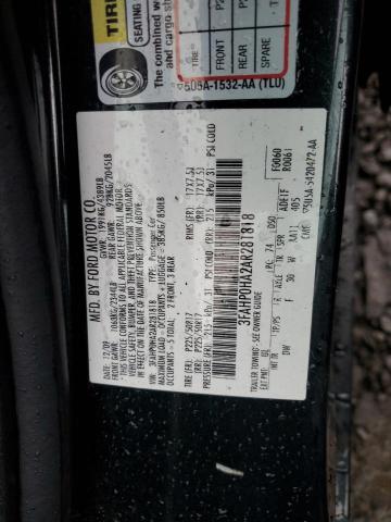 3FAHP0HA2AR281818 - 2010 FORD FUSION SE BLACK photo 12