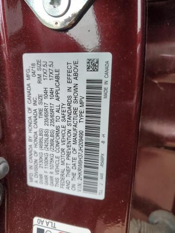 2HKRW6H37JH209490 - 2018 HONDA CR-V LX BURGUNDY photo 13