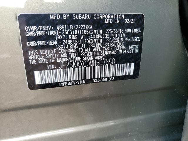 JF2SKAXC0MH507658 - 2021 SUBARU FORESTER TOURING 绿色 照片 14