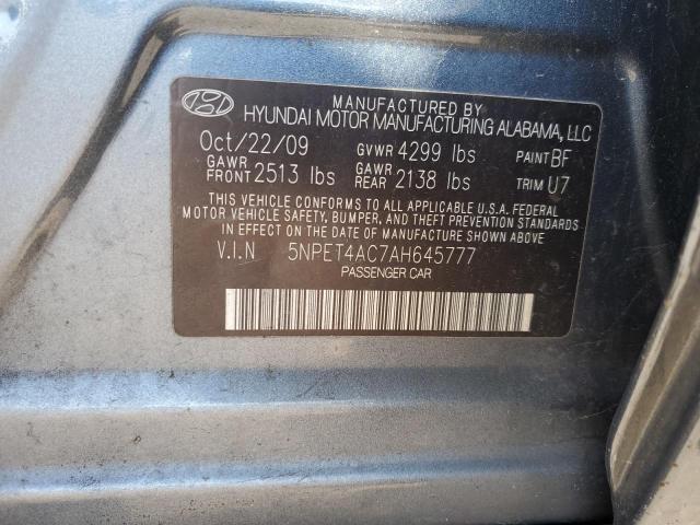 5NPET4AC7AH645777 - 2010 HYUNDAI SONATA GLS GRAY photo 12