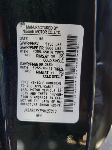 JN8AR07Y7YW427212 - 2000 NISSAN PATHFINDER LE 黑色 照片 13