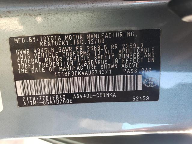 4T1BF3EK4AU571371 - 2010 TOYOTA CAMRY BASE SILVER photo 12