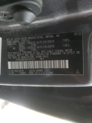 5TDHZRBH4NS191541 - 2022 TOYOTA HIGHLANDER XLE GRAY photo 13