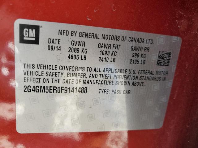 2G4GM5ER0F9141488 - 2015 BUICK REGAL PREMIUM RED photo 13