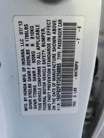 19XFB2F97DE256865 - 2013 HONDA CIVIC EXL თეთრი ფოტო 13