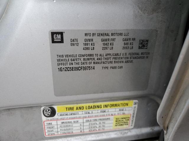 1G1ZC5E09CF397514 - 2012 CHEVROLET MALIBU 1LT 银色 照片 12