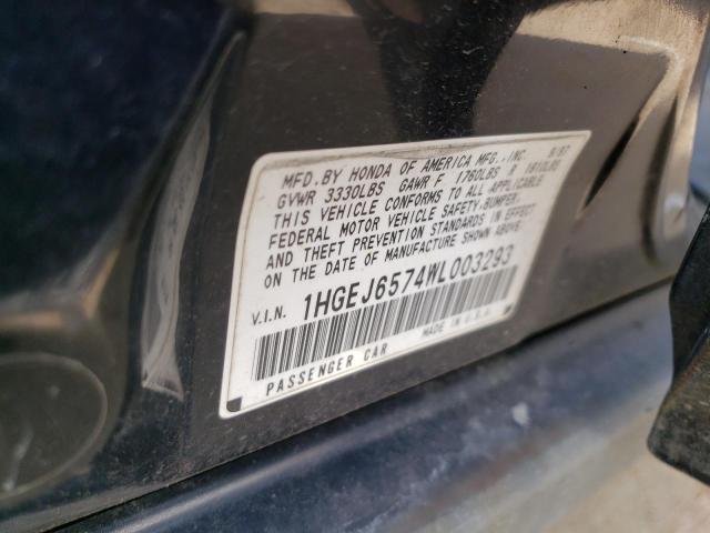 1HGEJ6574WL003293 - 1998 HONDA CIVIC LX GRAY photo 12