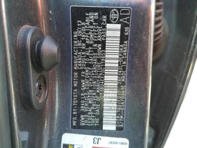 2T1BU4EE7DC119653 - 2013 TOYOTA COROLLA BASE GRAY photo 13