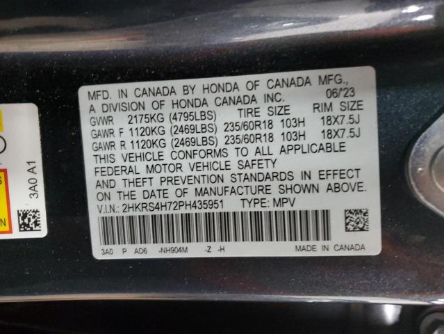 2HKRS4H72PH435951 - 2023 HONDA CR-V EXL GRAY photo 13