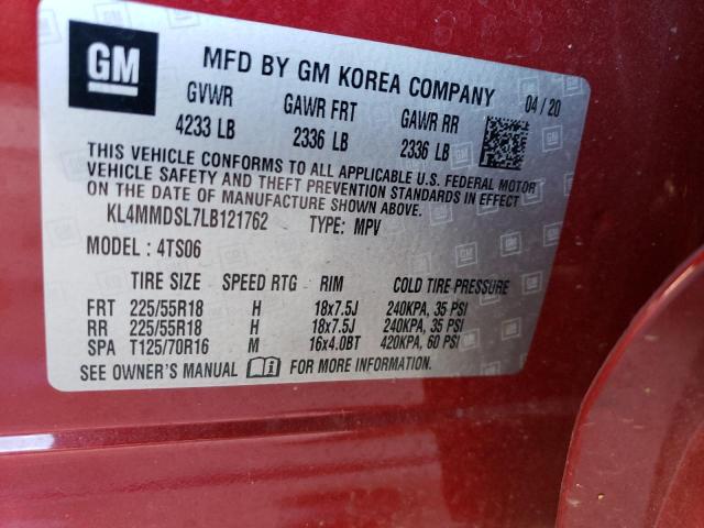 KL4MMDSL7LB121762 - 2020 BUICK ENCORE GX SELECT BURGUNDY photo 12