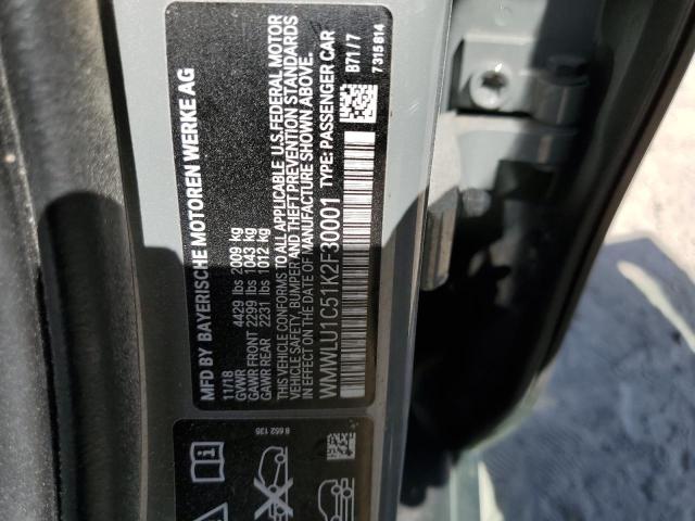 WMWLU1C51K2F30001 - 2019 MINI COOPER CLU GRAY photo 12