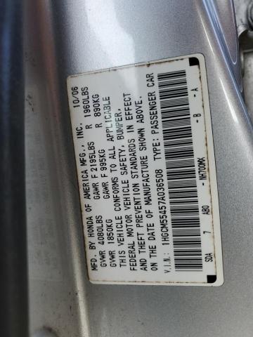 1HGCM55457A036508 - 2007 HONDA ACCORD LX GRAY photo 12